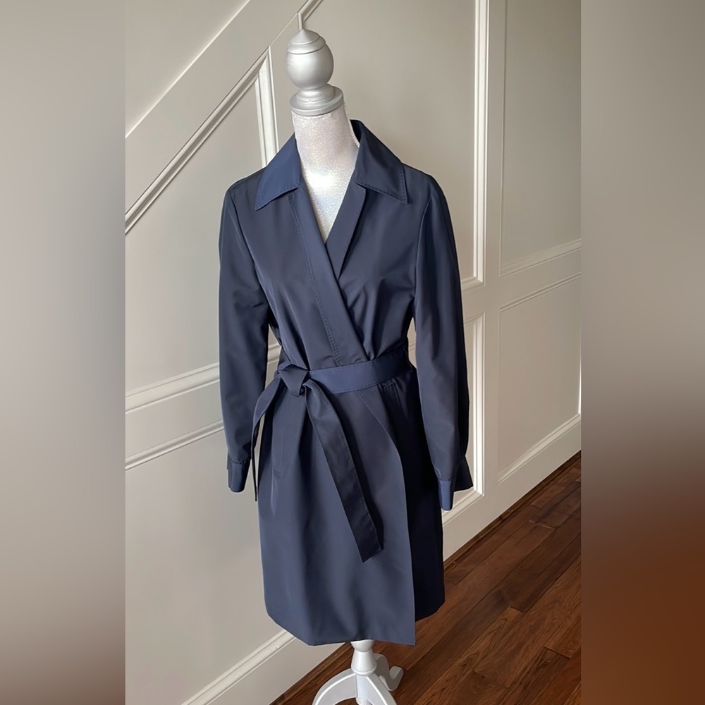 Brooks Brothers Women’s Navy Wrap Trench Coat 14p